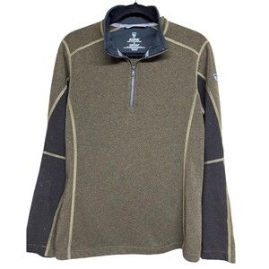 Kuhl Revel Kashmira 1/4 Zip Fleece Pullover Green/Brown Men’s‎ Size Small
